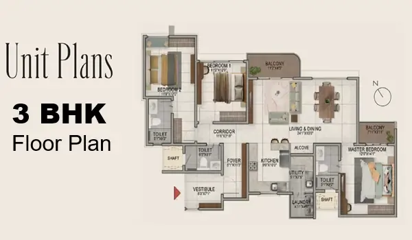 Featured Image of Prestige Falcon City Thane 3 BHK Floor Plan