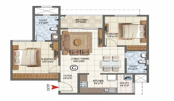 Featured Image of Prestige Falcon City Thane 2 BHK Floor Plan