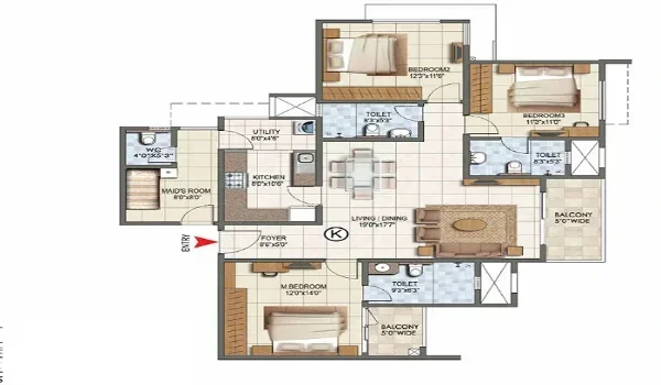 Featured Image of Prestige Falcon City Thane 3 BHK Floor Plan